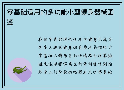 零基础适用的多功能小型健身器械图鉴